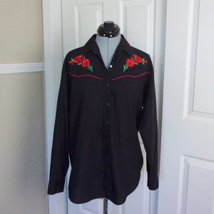Country Charmers Rockabilly Shirt Roses Size XL